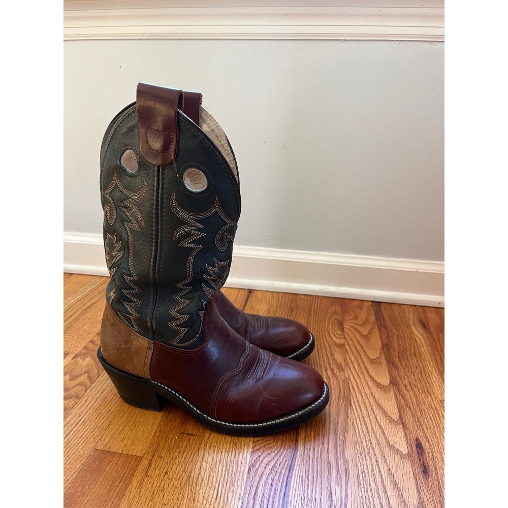 Double-H Western Boots Mens 8.5 D Leather 1584 Cowhide Cowboy Made in USA